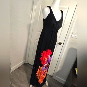 Emma & Michel maxi black with bright flowers print dress
